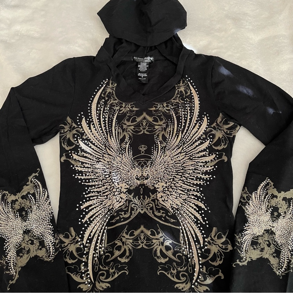 Los Angeles by Bus Stop Rhinestone Embellished Long Sleeve Hoodie